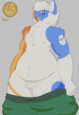 andromorph blush coin coin_flip genitals intersex presenting presenting_vulva slightly_chubby slightly_chubby_andromorph slightly_chubby_intersex solo undressing_self vulva dani_redd calico_cat domestic_cat felid feline felis mammal absurd_res hi_res male_(lore)