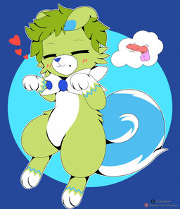 animal_genitalia animal_penis balls canine_genitalia canine_penis feral fur genitals green_body green_fur imagining lying male penis sleeping solo text cloudeon nintendo pokemon greens_(character) generation_7_pokemon pokemon_(species) rockruff hi_res url