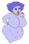 big_breasts bracelet breasts ear_piercing ear_ring featureless_breasts featureless_crotch female ghost green_eyes hair huge_breasts jewelry lipstick looking_at_viewer madame_flurrie makeup mario_bros navel necklace nintendo one_eye_closed paper_mario paper_mario:_the_thousand_year_door piercing purple_body purple_hair ring_piercing snugundies solo spirit third-party_edit wink