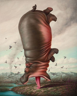 abstract_art ambiguous_gender big_tongue feral solo tongue tongue_out tongue_yoga what what_has_science_done why bruno_pontiroli avian bird common_hippopotamus hippopotamid mammal