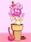 bodily_fluids candy cherry chocolate cone dessert dripping drooling female food fruit ice_cream not_furry open_mouth plant saliva slime smile solo screwroot vera_(kaddraws) candy_humanoid food_creature food_humanoid humanoid ice_cream_creature ice_cream_humanoid living_candy