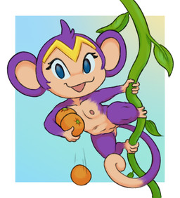 anthro female flat_chested food genitals looking_at_viewer monket nipples nude open_mouth plant smile solo tail vines vulva vr457 shantae_(series) wayforward shantae_(monkey_form) haplorhine mammal monkey primate 2025 hi_res