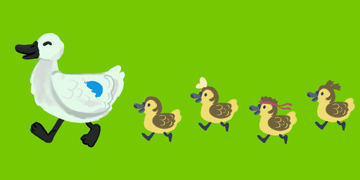 ambiguous_gender beak feet feral green_background group simple_background solo toony walking wings young shanhorandraws a_waddleful_life little_kitty_big_city anatid anseriform avian bird duck 2024 crossover hi_res official_art