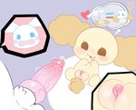 animal_genitalia animal_penis anthro balls blue_eyes blush blush_stickers bodily_fluids brown_eyes canine_genitalia canine_penis chibifur clitoris duo erection female genital_fluids genitals heart_symbol humanoid_genitalia humanoid_penis imminent_sex knot male male/female nude open_mouth penis plump_labia precum pussy question_mark thought_bubble white_body yellow_body young young_anthro dizzytizzy cinnamoroll sanrio chiffon_(cinnamoroll) cinnamon_(cinnamoroll) bird_dog canid canine canis cocker_spaniel domestic_dog hunting_dog mammal spaniel hi_res