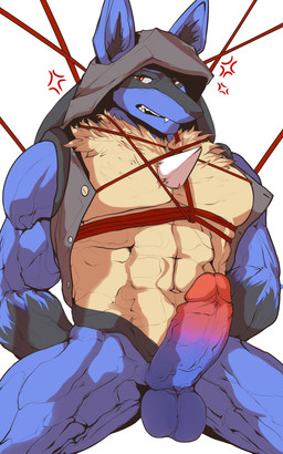 abs anthro arms_tied balls barazoku bdsm biceps big_balls big_muscles big_penis bite biting_lip biting_own_lip bondage bottomless bound clothed clothing cross-popping_vein erection fur genitals hands_behind_back hood huge_penis humanoid_genitalia humanoid_penis looking_at_viewer male muscular muscular_anthro muscular_male muscular_sub navel open_clothing open_topwear pecs penis quads restraints rope rope_bondage self_bite simple_background sitting solo spikes spikes_(anatomy) submissive teeth thick_penis topwear tuft vein veiny_muscles veiny_penis white_background ggan_ggandi nintendo pokemon generation_4_pokemon lucario pokemon_(species) 2022 5:8 absurd_res hi_res