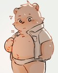 anthro belly blush clothed clothing male navel nipples open_clothing open_shirt open_topwear shirt slightly_chubby solo topwear underwear young young_anthro tongmung24 bear mammal 2022 hi_res