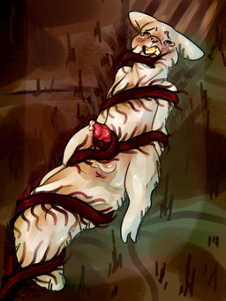 2_toes anus balls black_nose blush blush_lines bodily_fluids clenched_teeth crying digitigrade dripping ears_down erection eyes_closed feet feral forced genital_fluids genitals glistening glistening_balls glistening_body glistening_genitalia glistening_penis male male_raped penile penis pivoted_ears precum precum_drip rape red_penis restrained restrained_arms restrained_by_tentacles scared sex solo suspended_via_tentacles tail tears teeth tentacle_sex tentaclejob tentacles thick_tail toes wince wrapped troubledauth rain_world videocult survivor_(rain_world) pole_plant_(rain_world) slugcat hi_res