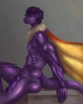 anthro genitals hair male muscular muscular_male penis purple_body purple_hair solo tail text wings oohamor mythology zoham dragon mythological_creature mythological_scalie scalie 4:5 absurd_res english_text hi_res