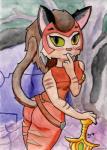 alternate_species anthro breasts butt clothing female furrification hair kemono looking_back melee_weapon red_clothing solo striped_body striped_skin stripes sword weapon wunderhase masters_of_the_universe mattel netflix she-ra_(copyright) she-ra_and_the_princesses_of_power catra_(she-ra) domestic_cat felid feline felis mammal 2018 absurd_res hi_res