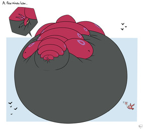 air_inflation antennae_(anatomy) belly belly_expansion big_belly big_butt big_tail black_body black_eyes blue_background body_inflation border butt butt_expansion claws close-up duo enjoying expansion female feral floating huge_belly huge_butt huge_tail hyper hyper_belly hyper_butt hyper_inflation hyper_tail immobile inflation multicolored_body musical_note musical_symbol red_antennae red_body red_tail simple_background spherical_inflation surprised symbol tail three-quarter_view two_tone_body white_body white_border white_eyes yellow_sclera boxibloon nintendo pokemon arthropod generation_3_pokemon generation_5_pokemon latias legendary_pokemon pokemon_(species) scolipede 2025 absurd_res colored digital_drawing_(artwork) digital_media_(artwork) flat_colors hi_res signature