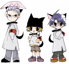 accessory age_difference ambiguous_feral ambiguous_gender armband armwear biped black_clothing black_collar black_ears black_footwear black_hat black_headwear black_shoes black_tail blonde_hair blue_hair bottomwear brown_bottomwear brown_clothing brown_eyes brown_hair brown_shorts carrying_another chibi clothed clothing coat collar crossed_arms ears_through_headwear eyes_closed eyewear feet feral flower flower_in_hair footwear fully_clothed fur glasses grey_bottomwear grey_clothing grey_hair grey_pants group hair hair_accessory hand_in_pocket hands_on_hips hat headgear headwear humanoid_focus lab_coat long_ears looking_back male medical_instrument necktie on_head open_mouth open_smile orange_clothing orange_footwear orange_shirt orange_shoes orange_topwear pants pattern_clothing pattern_shirt pattern_topwear pink_body pink_fur pink_inner_ear plant plushie pockets purple_clothing purple_footwear purple_necktie purple_shoes red_armband red_armwear red_clothing sandals scientific_instrument shirt shoelaces shoes short_hair shorts size_difference smile standing stethoscope striped_clothing striped_shirt striped_topwear stripes studded_collar studs tail topwear trio wearing_glasses white_clothing white_coat white_lab_coat white_shirt white_topwear young young_humanoid young_male koge-donbo di_gi_charat coo_erhard ky_schweitzer rik_heisenberg animal_humanoid canid canid_humanoid canine canine_humanoid dog_humanoid humanoid lagomorph leporid mammal mammal_humanoid rabbit tailed_humanoid official_art