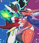alternative_fashion anthro avian bancho big_breasts blaziken breast_grab breasts clothed clothing duo eye_contact feathers female gallade generation_3_pokemon generation_4_pokemon grin hair hanako_(lyorenth-the-dragon) hand_on_breast hat headgear headwear hi_res humanoid humanoid_on_anthro looking_at_another lyorenth-the-dragon male male/female muscular muscular_anthro muscular_female nintendo odon_(sirgallade) partially_clothed pokemon pokemon_(species) punk red_body red_feathers sharp_teeth side_view smile teeth white_body white_hair