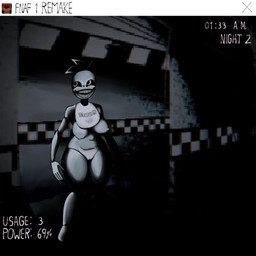 anthro areola beakless bib big_breasts black_sclera breasts camera_view female front_view gameplay_mechanics genitals head_feathers head_tuft machine nipples nude open_mouth open_smile smile solo text thick_thighs tuft vulva white_eyes wide_hips gallo_wazavi five_nights_at_freddy's fnaf_1_remake scottgames chica_(fnaf) chick_(fnaf_1_remake) animatronic avian bird chicken galliform monster phasianid robot 1:1 hi_res