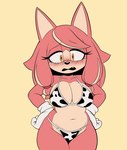 animal_ears animal_nose animal_print animal_print_bikini anthro big_breasts bikini blush body_fur breasts cleavage clothed clothing cow_print cow_print_bikini cow_print_swimsuit female fur gloves hair hands_on_hips hands_on_own_hips handwear highlights_(coloring) long_hair looking_at_viewer multicolored_hair navel open_mouth orange_eyes pattern_bikini pattern_clothing pattern_swimwear print_bikini print_clothing print_swimsuit print_swimwear red_hair solo standing swimwear tail thick_thighs two-piece_swimsuit two_tone_hair white_clothing white_gloves white_handwear wide_hips genyacero sega sonic_the_hedgehog_(series) the_murder_of_sonic_the_hedgehog conductor's_wife_(sonic) mammal hi_res