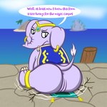 anus big_butt butt cracks detailed_background female feral genitals island jewelry looking_back magic_carpet motion_lines outside pussy sea solo text water sharkinwaves shantae_(series) wayforward shantae_(elephant_form) elephant elephantid mammal proboscidean 1:1 english_text hi_res