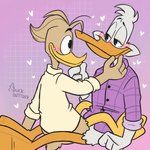 clothed clothing cuddling duo heart_symbol lgbt_pride love male male/male smile duckbutts darkwing_duck disney ducktales ducktales_(2017) drake_mallard fenton_crackshell anas anatid anseriform avian bird dabbling_duck duck mallard 1:1 hi_res