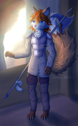 anthro armor autumn blue_eyes bottomwear brown_body brown_fur cheek_tuft clothing day detailed_background dipstick_tail facial_tuft femboy fluffy fluffy_tail fur guard hair handpaw male markings messy_hair neck_tuft orange_body orange_fur pants paws pink_nose plant red_hair shirt tail tail_markings topwear tree tuft tunic stellaamoris satri_merrywether_(bluerosabrier) canid canine fox mammal red_fox true_fox absurd_res digital_media_(artwork) digital_painting_(artwork) hi_res painting_(artwork)