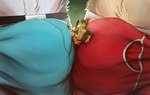 anthro between_buttocks between_butts big_bulge biped blush bulge clothing extreme_size_difference fur group larger_anthro larger_male male micro simple_background size_difference smaller_anthro smaller_male tail trio underwear vodcat vod_(vodcat) domestic_cat felid feline felis mammal 2021 digital_drawing_(artwork) digital_media_(artwork) hi_res