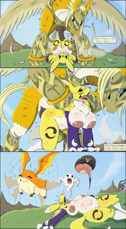abdominal_bulge ahegao angry angry_sex animal_genitalia animal_penis anthro areola arm_warmers armor armwear bestiality big_breasts bloated blush bodily_fluids breasts clothing cum cum_inflation cum_inside defeat_sex defeated defeated_heroine drooling duo equine_genitalia equine_penis feathers female female_on_feral feral flying forced genital_fluids genitals grass_field impregnation inflation large_penetration leaf leaves_on_body leaves_on_ground looking_pleasured male male/female mostly_nude nude ovum penetration penile penile_penetration penis penis_in_vagina pump_and_dump rape saliva satisfied_look sex size_difference smug sperm_cell spiral spiral_eyes text unconscious vaginal vaginal_penetration x-ray_view meatboom bandai_namco digimon instant_loss_2koma bakemon digimon_(species) dobermon patamon pegasusmon renamon absurd_res comic digital_drawing_(artwork) digital_media_(artwork) english_text hi_res