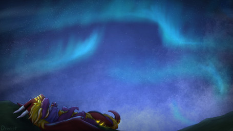 aurora_(phenomenon) calm cuddling duo feral intersex landscape lying male maleherm night on_back peaceful resting romantic sky sleeping star starry_sky using_wings wing_hug wings kinkydream mythology dremet jonsu avian dragon felkin gryphon hybrid mythological_avian mythological_creature mythological_scalie scalie 16:9 digital_media_(artwork) hi_res widescreen