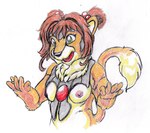 after_transformation anthro breasts female green_eyes hair nipples open_mouth pink_nipples red_hair solo tail kitsune_youkai cardcaptor_sakura mythology kinomoto_sakura sakura_kinomoto avian gryphon mythological_avian mythological_creature 2021 hi_res shaded