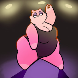 :3 anthro belly big_belly big_breasts black_clothing black_pawpads bouncing_breasts breast_squish breasts cheek_tuft cleavage clothed clothing dancing facial_tuft featureless_feet feet female fur gloves_(marking) half-closed_eyes leg_markings leotard light markings narrowed_eyes overweight overweight_female pawpads pink_body pink_fur pointy_ears prick_ears socks_(marking) solo squish stage_lights tuft wide_hips shamelesss example_cat domestic_cat felid feline felis mammal 1:1 2023 animated animated_gif digital_media_(artwork) lighting loop short_playtime