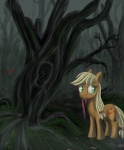 blonde_hair bodily_fluids crying cutie_mark female feral freckles green_eyes hair quadruped ribbons sad solo tail tears naterring friendship_is_magic hasbro my_little_pony story_of_the_blanks applejack_(mlp) earth_pony equid equine horse mammal pony hi_res