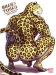 anthro anus backsack balls butt crouching fur genitals looking_back male markings nude penis simple_background solo spots spotted_body spotted_fur white_background maririn charr_(maririn) felid leopard mammal pantherine hi_res