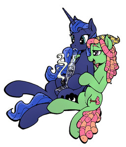blue_body blue_eyes blue_feathers blue_hair bong cutie_mark dreadlocks drugs duo feathered_wings feathers female feral hair horn simple_background smoking wings ihavnoname friendship_is_magic hasbro my_little_pony mythology princess_luna_(mlp) tree_hugger_(mlp) earth_pony equid equine horse mammal mythological_creature mythological_equine pony winged_unicorn 2015 hi_res
