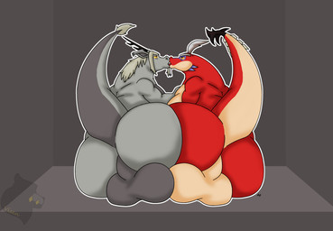 anthro balls belly big_balls butt duo facial_hair genitals goatee grey_body grey_hair grey_scales hair horn kissing male male/male nude_male overweight overweight_male red_body red_scales scales tail tongue yellow_sclera visen_(artist) little_witch_academia mythology nintendo studio_trigger the_legend_of_zelda wind_waker fafnir_(little_witch_academia) valoo dragon mythological_creature mythological_scalie scalie absurd_res digital_drawing_(artwork) digital_media_(artwork) hi_res
