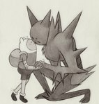 2_toes 4_fingers backpack blush clothed clothing duo eyes_closed feet fingers hat headgear headwear interspecies kiss_on_lips kissing kneeling male male/male not_furry on_one_knee plant selfcest shirt simple_background smile spikes spikes_(anatomy) square_crossover toes toony topwear lynxfurr adventure_time cartoon_network fern_(adventure_time) finn_the_human elemental_creature elemental_humanoid flora_fauna human humanoid mammal plant_humanoid graphite_(artwork) hi_res traditional_media_(artwork)