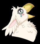 ambiguous_gender beak blush bodily_fluids eyelashes feathers feral green_eyes open_mouth simple_background solo sticker tears transparent_background yellow_beak terryburrs mythology fawn_(terryburrs) avian gryphon mythological_avian mythological_creature alpha_channel