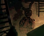 5_fingers alternate_color anthro black_eyes button_(fastener) fingers ladder looking_at_viewer machine male open_mouth solo tan_body teeth skylordlysander five_nights_at_freddy's five_nights_at_freddy's_3 scottgames springtrap_(fnaf) animatronic lagomorph leporid mammal rabbit robot 2021 digital_media_(artwork) digital_painting_(artwork) hi_res