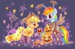applejack_(mlp) blonde_hair blue_fur bow clothing costume cowboy_hat cutie_mark duo equine female feral freckles friendship_is_magic fur green_eyes hair halloween hat holidays horse igriega13 jack_o'_lantern long_hair mammal multi-colored_hair my_little_pony open_mouth orange_fur pegasus pony pumpkin rainbow_dash_(mlp) smile stockings wings
Rating: Safe
Score: 6
User: Deatron
Date: January 15, 2014