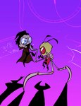 antennae_(anatomy) clothed clothing duo earless eyewear glasses male not_furry on_model pak struggling toony dokudrinker invader_zim nickelodeon dib_membrane zim_(invader_zim) alien alien_humanoid human humanoid irken mammal 2019 hi_res