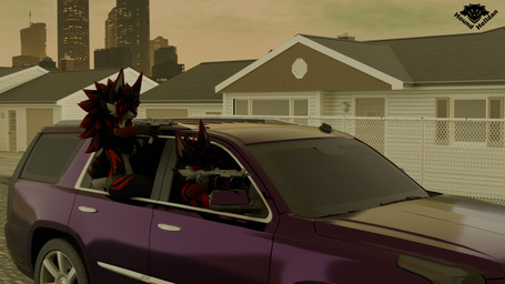 anthro breasts butt detailed_background duo eyeliner female freckled_arms freckled_face freckled_legs freckled_shoulders freckled_thighs freckles highlights_(coloring) hug makeup male male/female markings medium_breasts red_eyeliner red_eyes red_highlights tail weapon whiskers hound_helldan grand_theft_auto grand_theft_auto_v mythology rockstar_games hound_(hound_helldan) jessika_(hound_helldan) canid canid_demon canine demon hellhound hybrid mammal mythological_canine mythological_creature novabeast 16:9 3d_(artwork) 4k absurd_res blender_(artwork) digital_media_(artwork) hi_res watermark widescreen brother_(lore) brother_and_sister_(lore) sibling_(lore) sister_(lore) twins_(lore)
