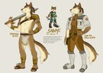 alternate_costume alternate_hairstyle alternate_universe anthro belt boots bottomwear brown_clothing clothed clothing flight_suit footwear holster jacket jewelry jumpsuit loincloth male melee_weapon metal_boots necklace open_clothing open_jacket open_topwear profanity sandals shirt shoes shoulder_pads solo sword text topwear tunic weapon white_clothing wrist_guards zipper_jumpsuit dilukha dinosaur_planet nintendo rareware star_fox sabre_(dinosaur_planet) 2025 english_text signature
