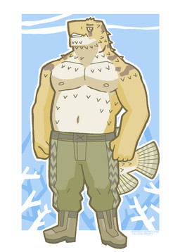 anthro arms_down bottomwear clothing countershading fist footwear male musclegut muscular navel nipples pants plantigrade shoes slightly_chubby solo standing stocky white_body white_countershading yellow_body snarkysardine fish long-spine_porcupinefish marine porcupinefish tetraodontiform 2024 full-length_portrait hi_res portrait