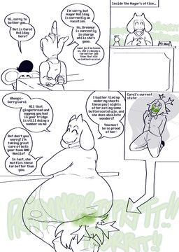 anthro antlers blush butt desk dialogue dirty_talk duo_focus eyelashes eyes_closed facesitting fart fart_cloud fart_fetish fart_torture farting_in_mouth farting_on_another farting_on_face female furniture group hands_behind_back happy horn kneeling living_chair objectification secretary sitting_on_another speech_bubble stealth stealth_facesitting table ti-ling deltarune undertale_(series) carol_holiday hand_receptionist_(undertale) scarf_mouse toriel deer mammal new_world_deer reindeer comic digital_media_(artwork) hi_res