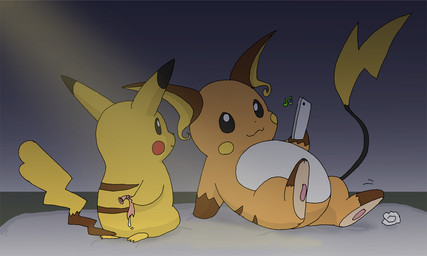 bodily_fluids broken_condom cleft_tail condom cum duo electronics female feral futon genital_fluids male phone sexual_barrier_device sitting tail enon nintendo pokemon generation_1_pokemon pikachu pokemon_(species) raichu 2016 digital_media_(artwork)