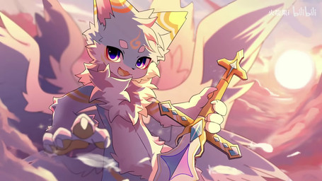 anthro holding_melee_weapon holding_object holding_sword holding_weapon kemono looking_at_viewer male melee_weapon music open_mouth purple_eyes slim_anthro slim_male solo sun sword weapon hlg7777 bilibili 16:9 2024 2d_animation animated hi_res loop motion_tweening short_playtime sound video watermark widescreen