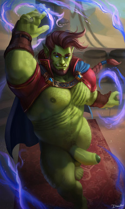 5_fingers 5_toes abs balls beard big_muscles body_hair cape chest_hair cloak clothed clothing ear_piercing erection facial_hair feet fingers foreskin genitals green_body green_skin hair hairy hairy_balls hairy_legs happy_trail humanoid_genitalia humanoid_penis long_hair magic male muscular muscular_humanoid muscular_male muscular_thighs navel nipples not_furry pecs penis piercing pubes smile solo thick_thighs toes tusks drawller boz_(theorcbard) humanoid mammal orc 3:5 absurd_res hi_res