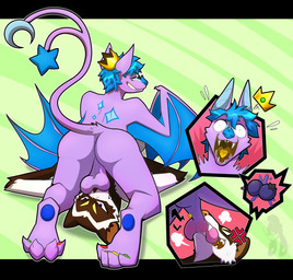 ambiguous_gender angry anthro ball_bite ballbusting balls blueberry_(fruit) bodily_fluids butt cock_and_ball_torture crown duo feet food forked_tail fruit genital_torture genitals headgear humor male pain plant royalty saggy_balls sharp_teeth shocked simple_background smug smug_face smug_grin sweat sweaty_balls sweaty_genitalia tail tea_bagging teeth unusual_anatomy unusual_tail wings yiffy1234 felix_(crinklebat) bat mammal absurd_res hi_res