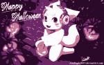 anthro biped blush brick cemetery electronics food fruit glowing glowing_headphones grave headgear headphones heart_symbol holidays male multicolored_headphones path plant pumpkin scarf sitting smile solo senz halloween lyricwulf ambient_arthropod ambient_firefly ambient_insect arthropod beetle canid canine canis elateroid firefly insect mammal wolf 2017