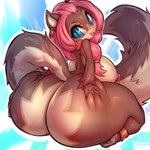 1:1 2023 accessory amaris_(nexyb) anklet anthro big_breasts big_butt breasts brown_body brown_fur butt butt_expansion butt_grab chipmunk ear_piercing ear_ring expansion female fur ground_squirrel hair hair_accessory hair_ring hand_on_butt hi_res huge_breasts huge_butt huge_thighs hyper hyper_breasts hyper_butt jewelry mammal nipple_piercing nipple_ring nipples piercing pink_hair ring_piercing rodent sciurid small_waist solo thefuckingdevil thick_thighs