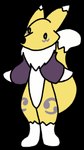 ambiguous_gender anthro arm_warmers armwear clothing dancing dot_eyes fluffy fluffy_tail fur fur_markings markings simple_eyes solo tail white_body white_fur yellow_body yellow_fur stinkvali bandai_namco digimon digimon_(species) renamon animated short_playtime