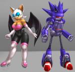 anthro breasts cleavage clothed clothing duo female glistening machine male membrane_(anatomy) membranous_wings skinsuit tight_clothing wings mykiio sega sonic_the_hedgehog_(series) mecha_sonic_mark_ii rouge_the_bat bat eulipotyphlan hedgehog mammal robot absurd_res hi_res