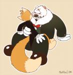 anal anthro anthro_on_anthro blush bow_(feature) bow_tie clothed clothing duo eyes_closed from_front_position male male/male male_penetrated male_penetrating male_penetrating_male mastery_position penetration sex plus5pencil wuffle_(webcomic) foxxo_(wuffle) mighty_joe bear canid canine fox mammal polar_bear ursine 2015