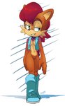 anthro boots bottomless breasts cleavage clothed clothing female footwear fur hair looking_aside multicolored_body multicolored_fur shadow shoes simple_background smile solo teal_eyes teeth topwear two_tone_body two_tone_fur vest walking robo-sama archie_comics sega sonic_the_hedgehog_(archie) sonic_the_hedgehog_(comics) sonic_the_hedgehog_(series) sally_acorn chipmunk ground_squirrel mammal rodent sciurid absurd_res hi_res