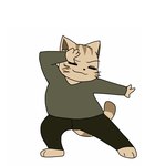 3_toes anthro barefoot bottomwear clothing confident eyes_closed feet long_sleeves male overweight overweight_male pants pose shirt simple_background smug solo toes topwear whiskers white_background enigi09 kainushi-san domestic_cat felid feline felis mammal